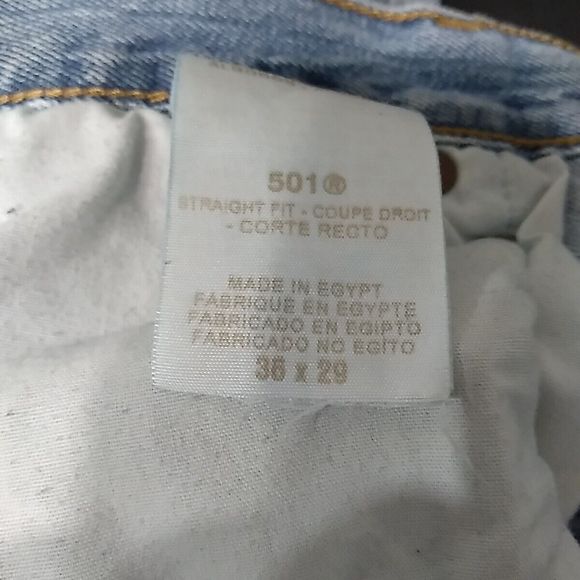 Levi's 501 Button Fly Jeans  Light Blue Straight Denim Mens 38x29 - Picture 12 of 12